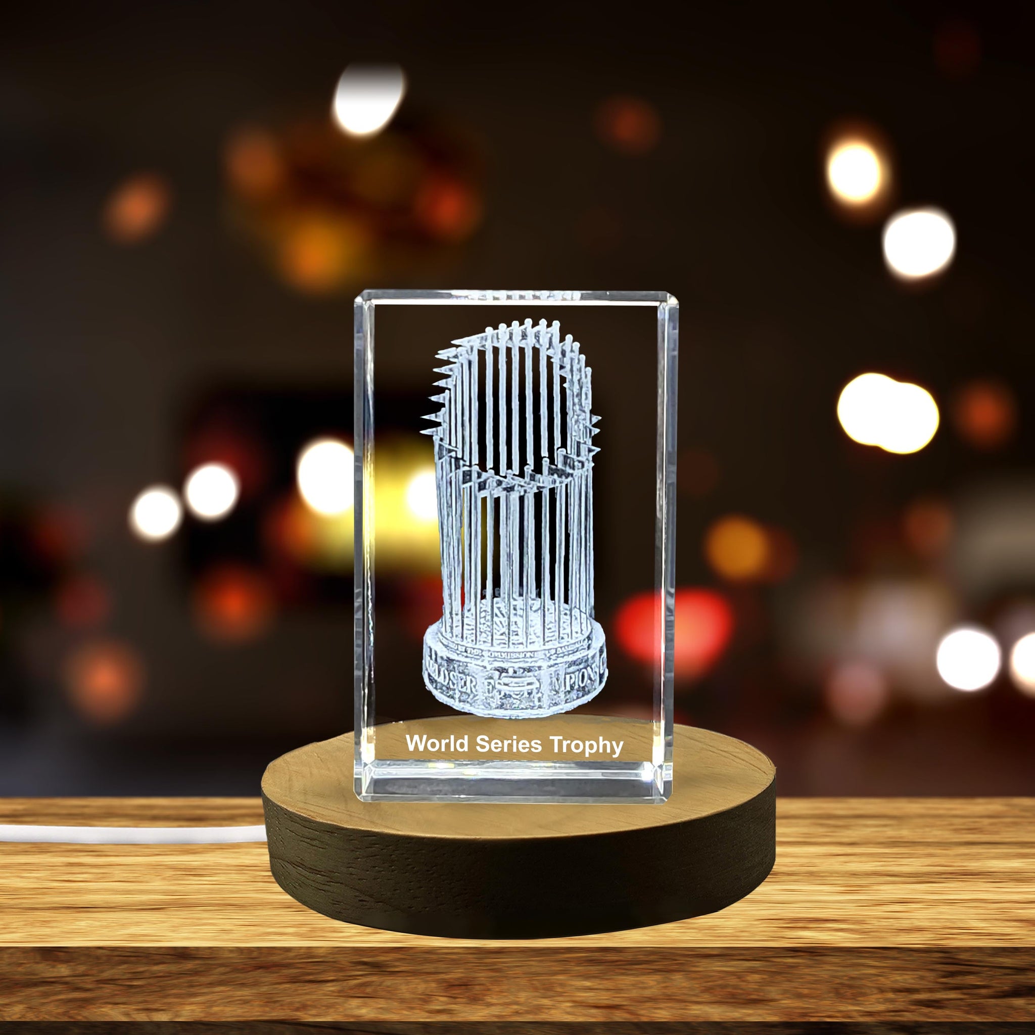 High-Quality Photo Printing & Personalized Gifts - World Series Engraved Crystal Trophy for Baseball Decor | Engraved MLB Championship Award | FreezePIX