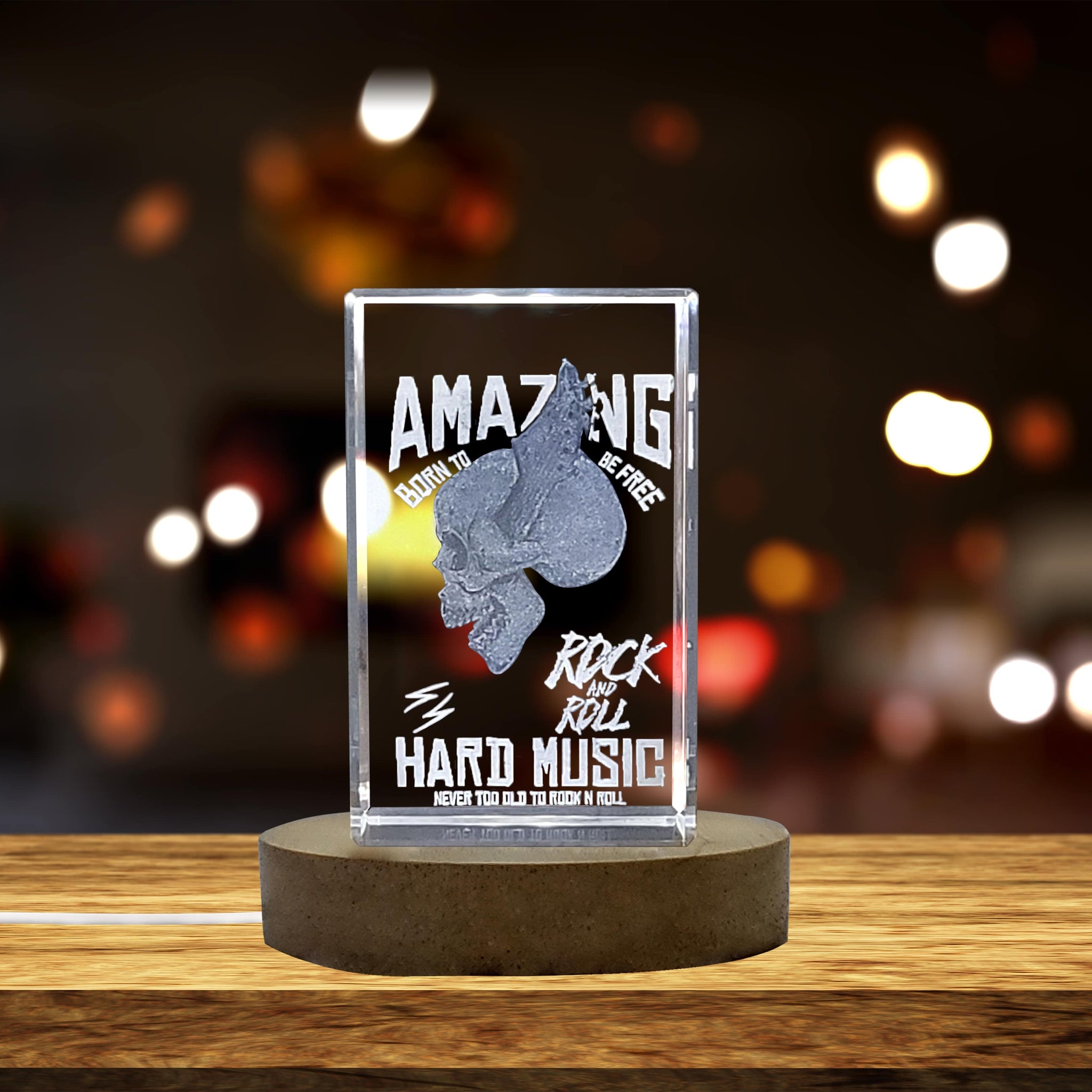 High-Quality Photo Printing & Personalized Gifts - Rock music graphic design with skull 3D Engraved Crystal 3D Engraved Crystal Keepsake/Gift/Decor/Collectible/Souvenir | FreezePIX