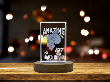 Rock music graphic design with skull 3D Engraved Crystal 3D Engraved Crystal Keepsake/Gift/Decor/Collectible/Souvenir