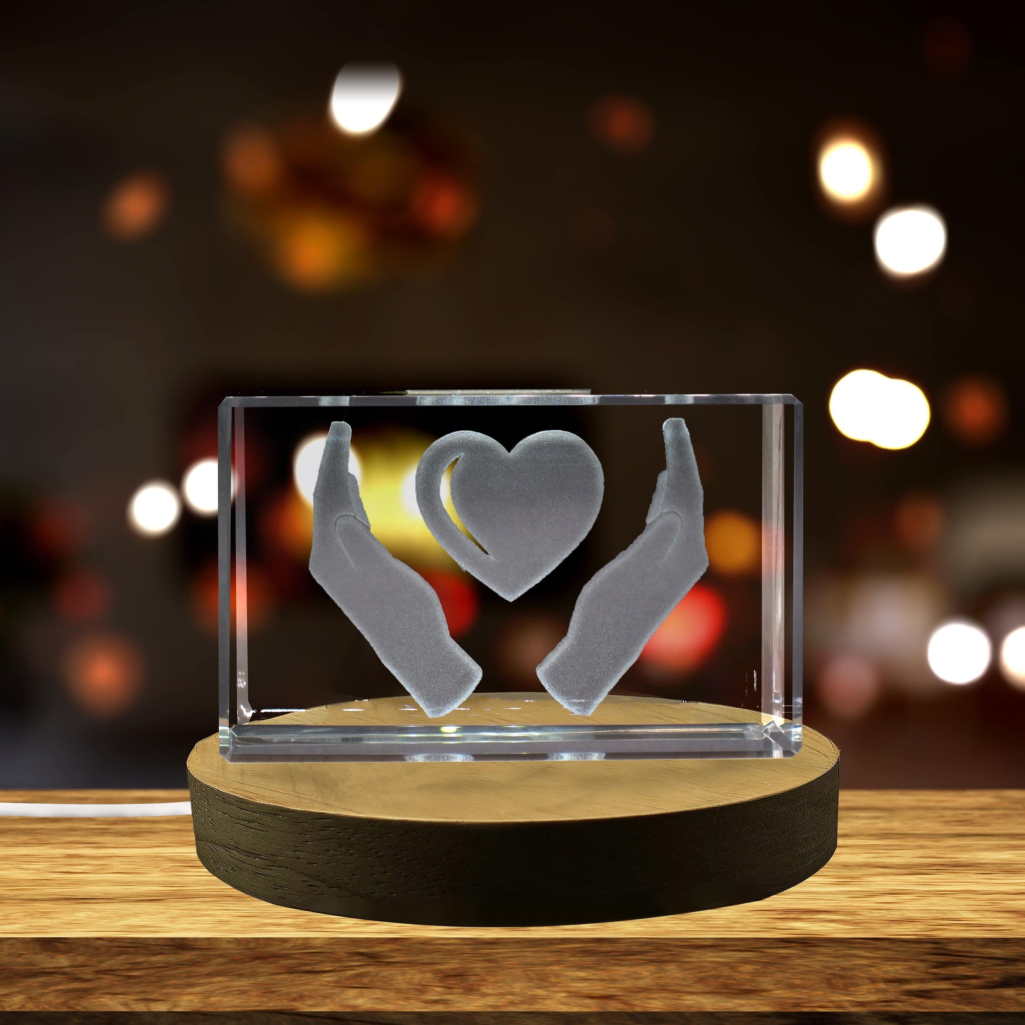 High-Quality Photo Printing & Personalized Gifts - Heart in Hands 3D Engraved Crystal 3D Engraved Crystal Keepsake/Gift/Decor/Collectible/Souvenir | FreezePIX