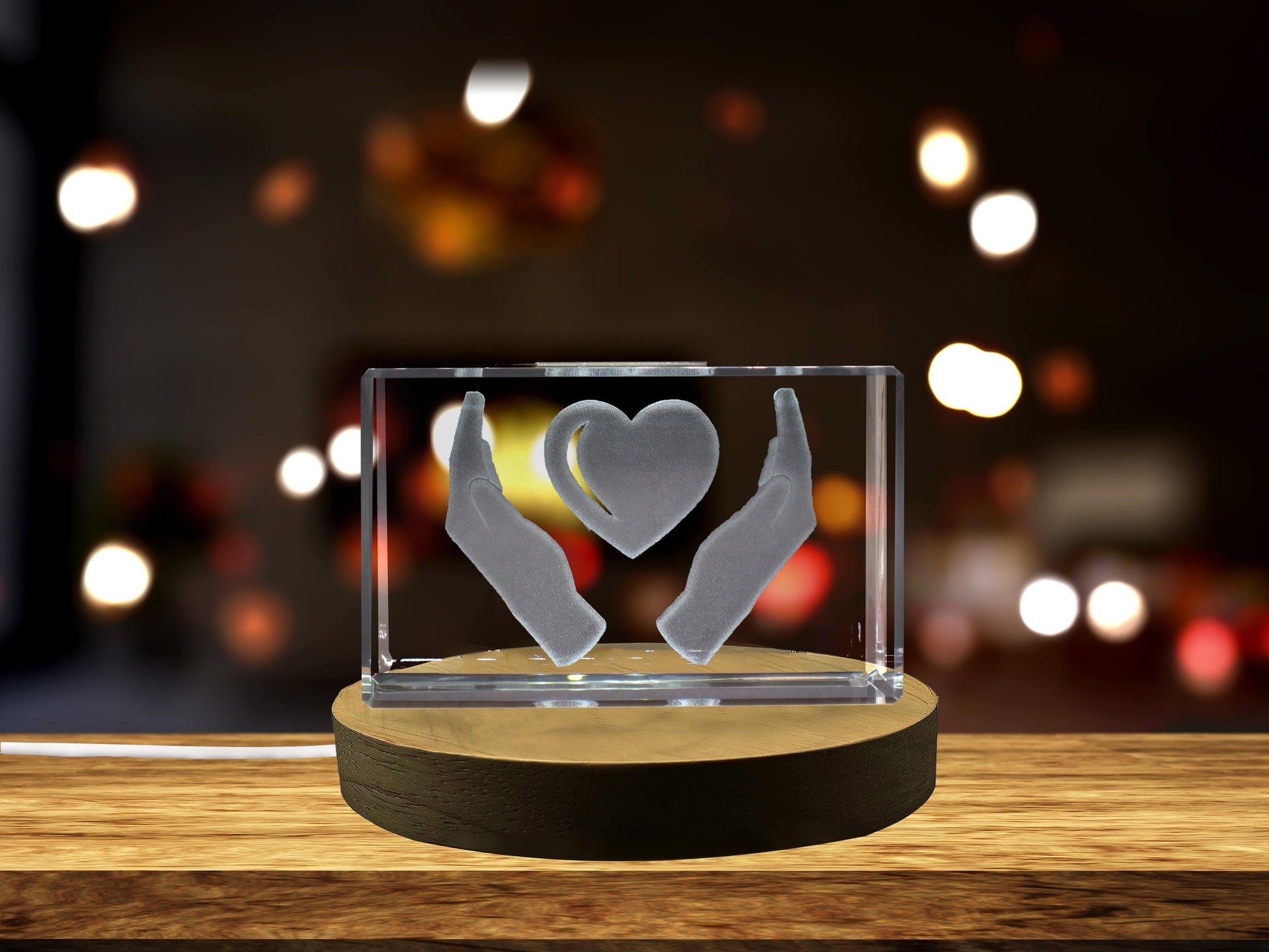 High-Quality Photo Printing & Personalized Gifts - Heart in Hands 3D Engraved Crystal 3D Engraved Crystal Keepsake/Gift/Decor/Collectible/Souvenir | FreezePIX