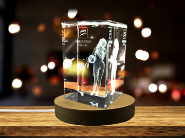 Aquarius Zodiac Sign 3D Engraved Crystal Keepsake Gift