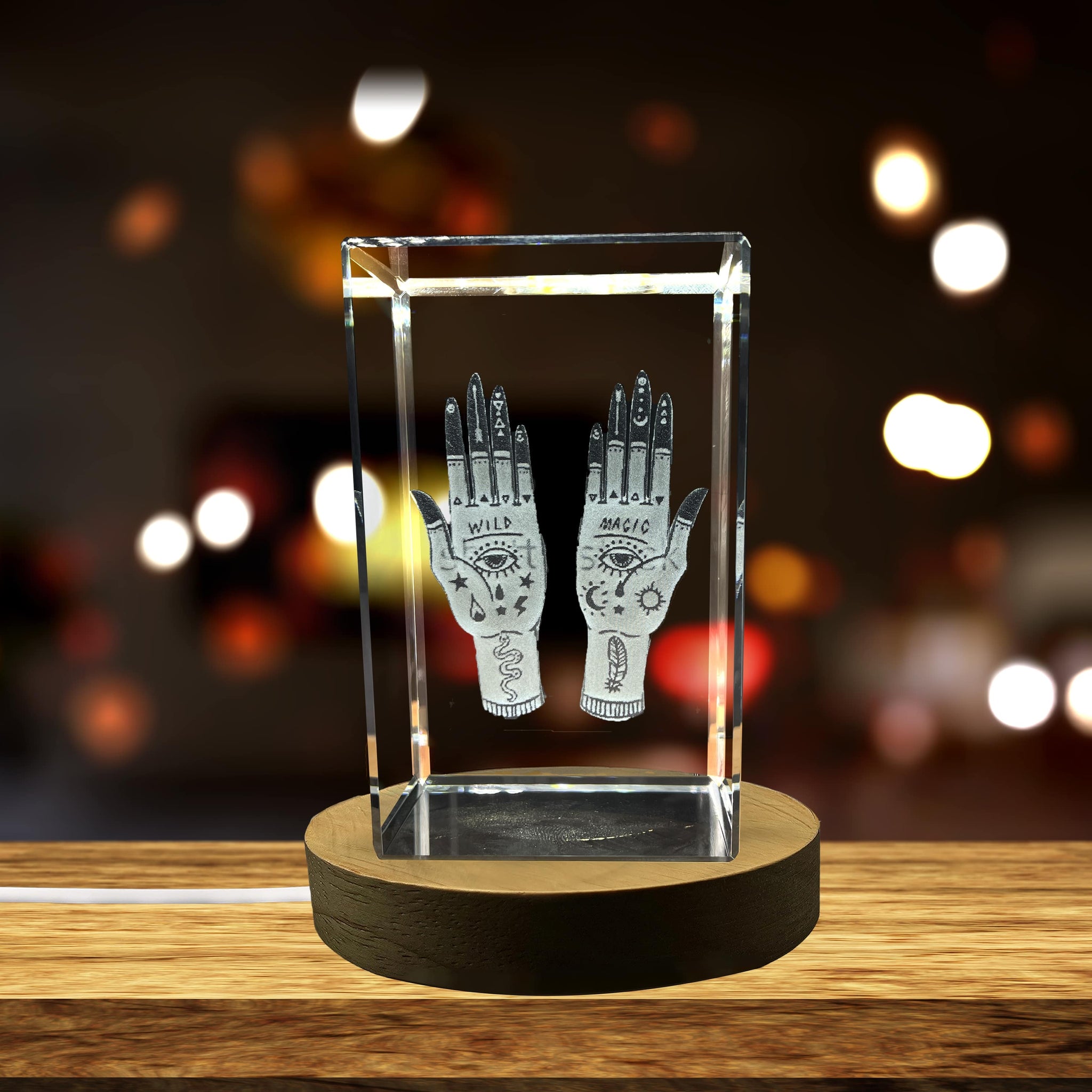 High-Quality Photo Printing & Personalized Gifts - Mystical Hands Art | 3D Engraved Crystal Keepsake | Unique Home Decor | FreezePIX