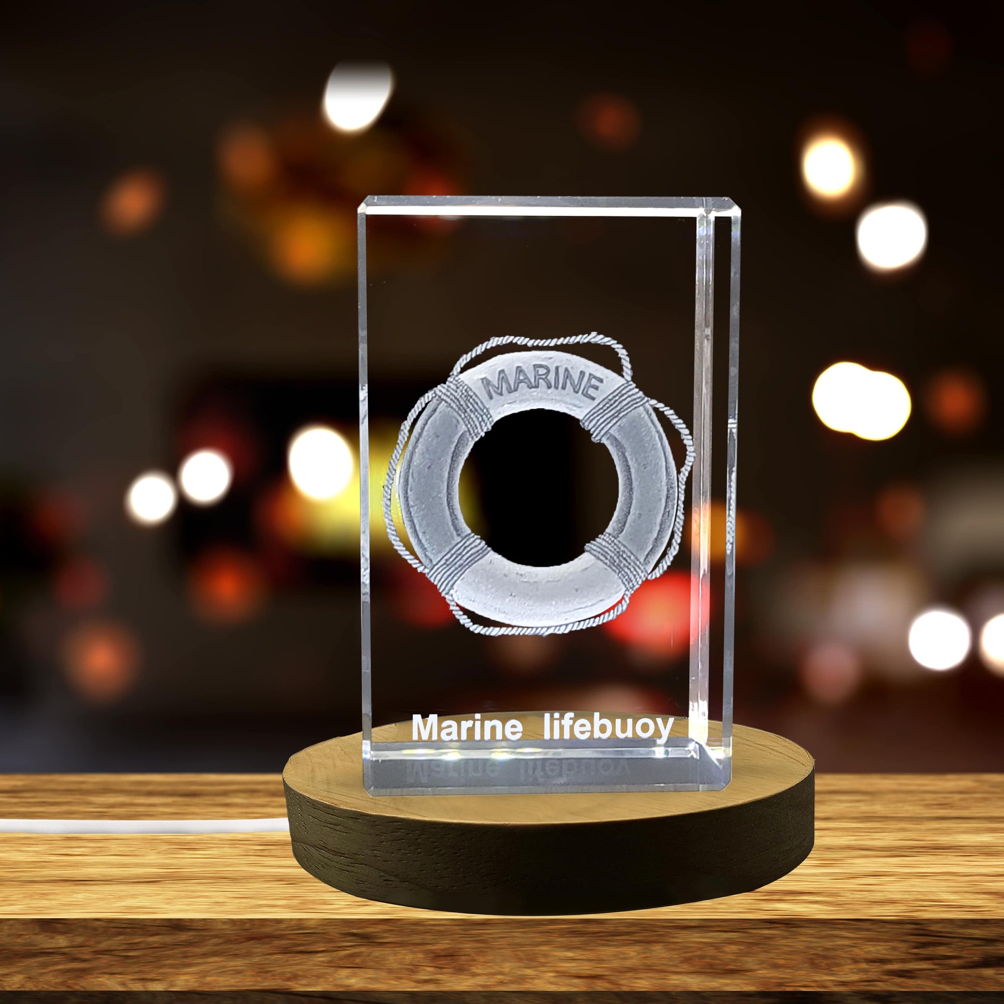 High-Quality Photo Printing & Personalized Gifts - A Beacon of Hope | Marine Lifebuoy 3D Engraved Crystal | FreezePIX