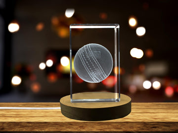 High-Quality Photo Printing & Personalized Gifts - Cricket Ball 3D Engraved Crystal | 3D Engraved Crystal Sport | FreezePIX