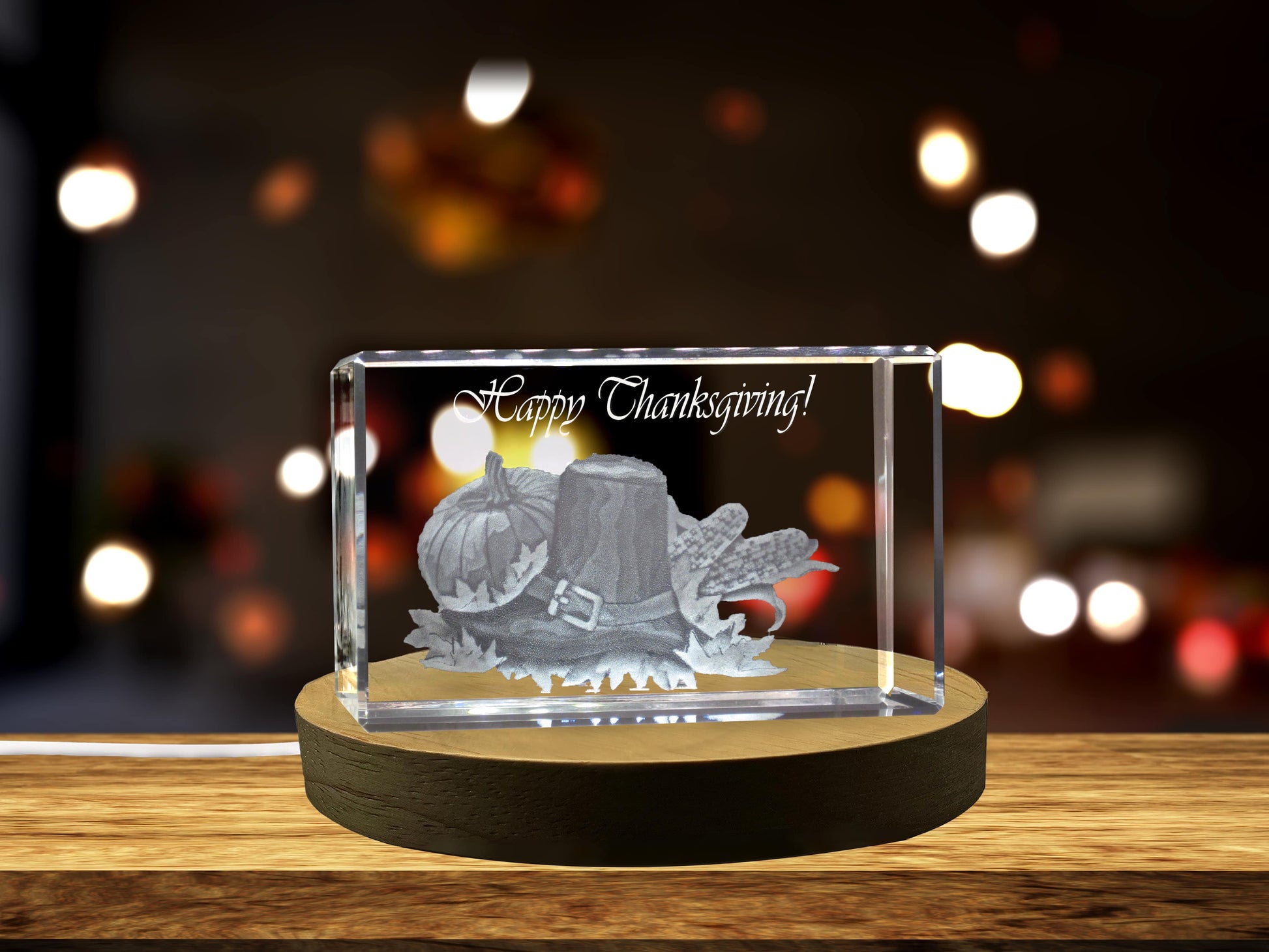 High-Quality Photo Printing & Personalized Gifts - Thanksgiving 10 3D Engraved Crystal Keepsake - Made in Canada | FreezePIX