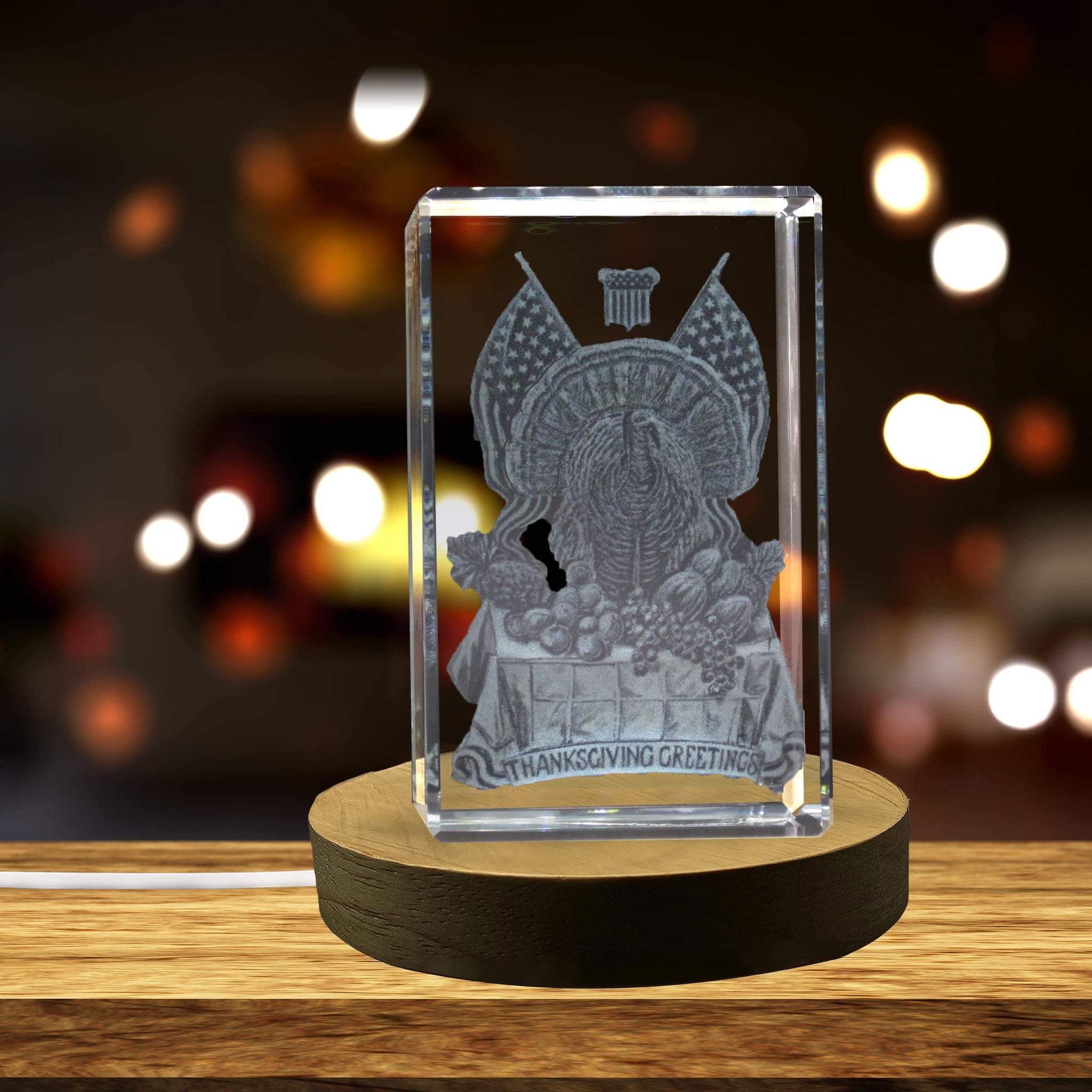 High-Quality Photo Printing & Personalized Gifts - Thanksgiving 4 3D Engraved Crystal Keepsake - Handmade in Canada | FreezePIX