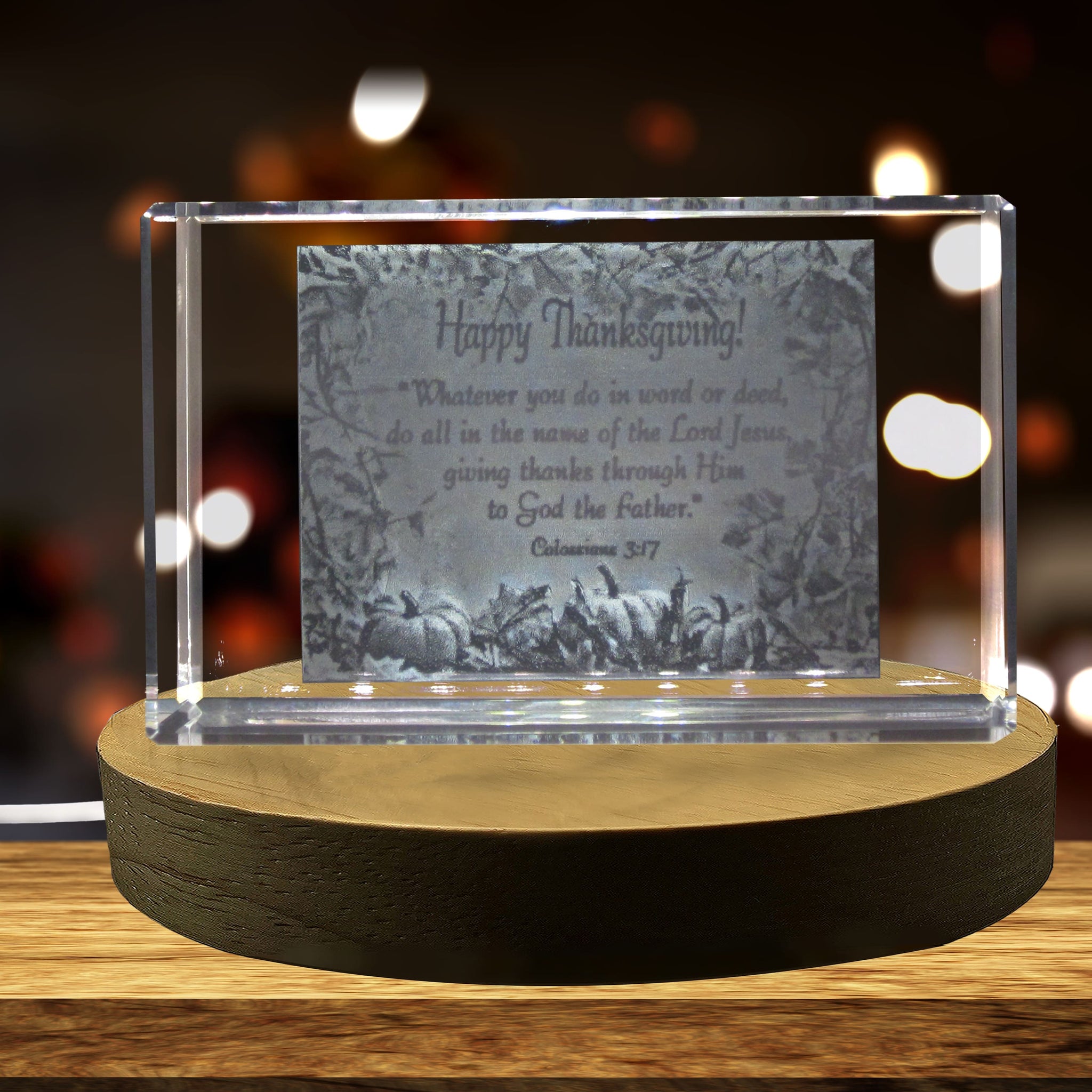 High-Quality Photo Printing & Personalized Gifts - Thanksgiving 5 3D Engraved Crystal 3D Engraved Crystal Keepsake/Gift/Decor/Collectible/Souvenir | FreezePIX