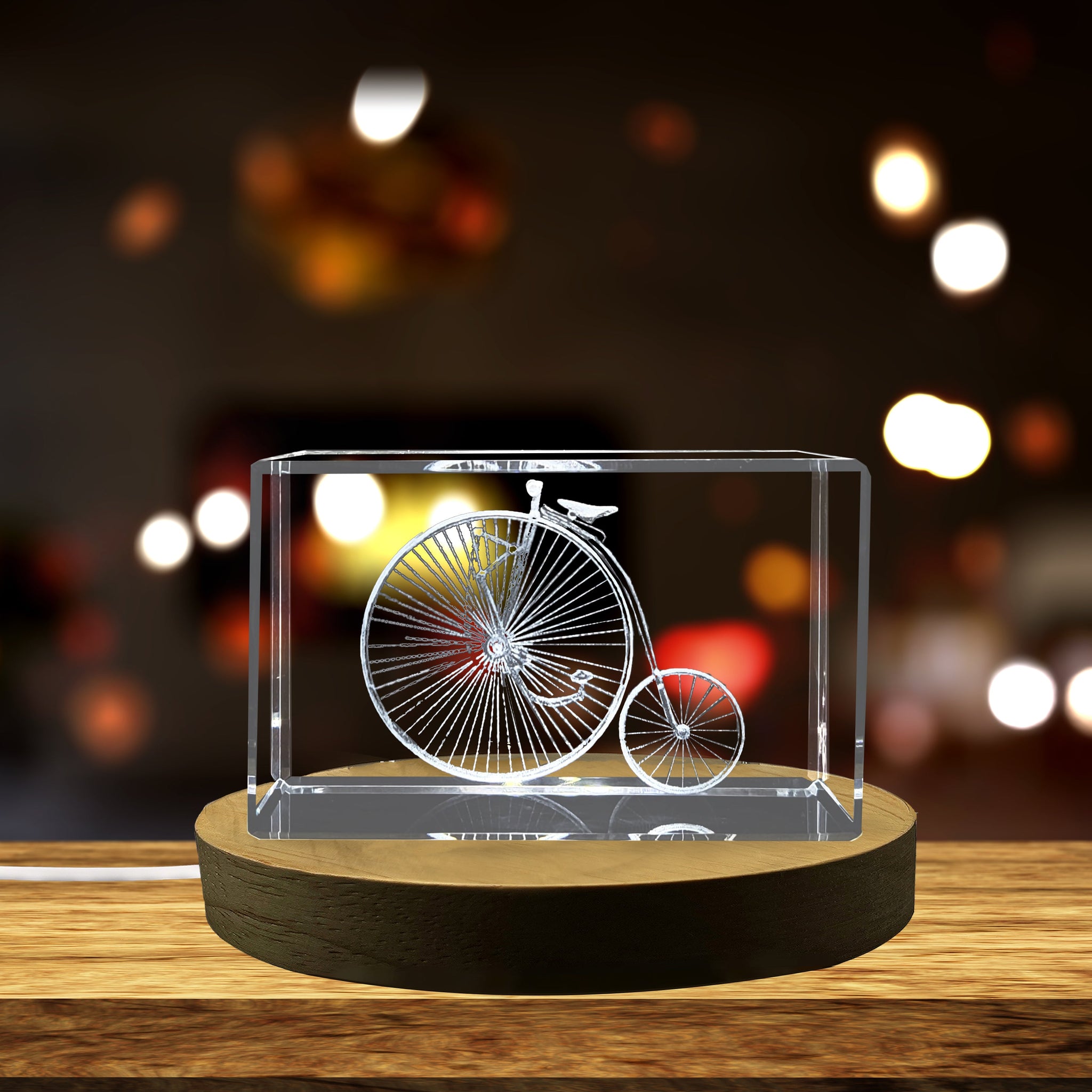 High-Quality Photo Printing & Personalized Gifts - Stunning Crystal Replica of a Vintage Bicycle | Unique 3D Engraved Gift for Cycling Enthusiasts | FreezePIX