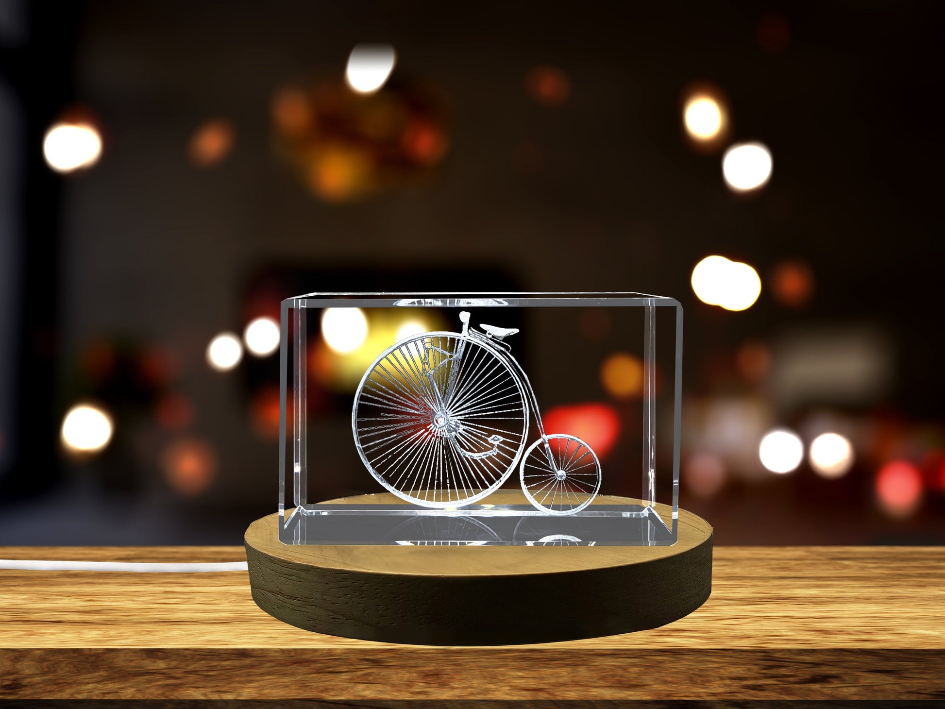 High-Quality Photo Printing & Personalized Gifts - Stunning Crystal Replica of a Vintage Bicycle | Unique 3D Engraved Gift for Cycling Enthusiasts | FreezePIX