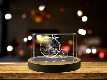 Stunning Crystal Replica of a Vintage Bicycle | Unique 3D Engraved Gift for Cycling Enthusiasts