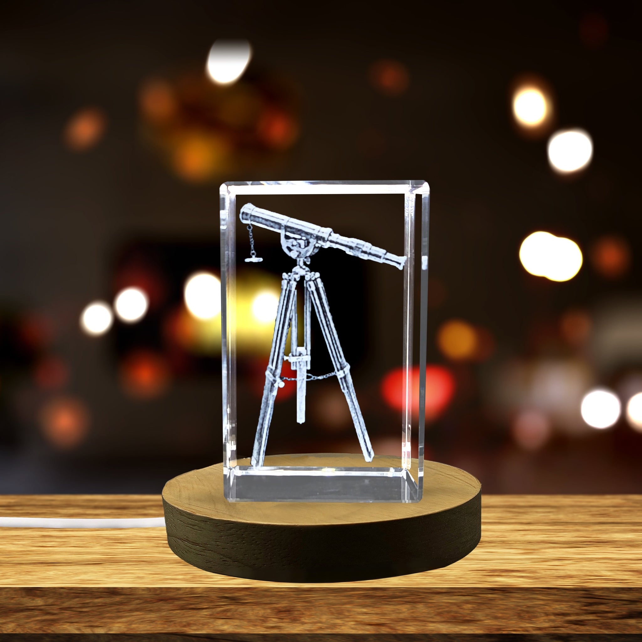 High-Quality Photo Printing & Personalized Gifts - Vintage Refractor Telescope Collectible Crystal Sculpture | FreezePIX