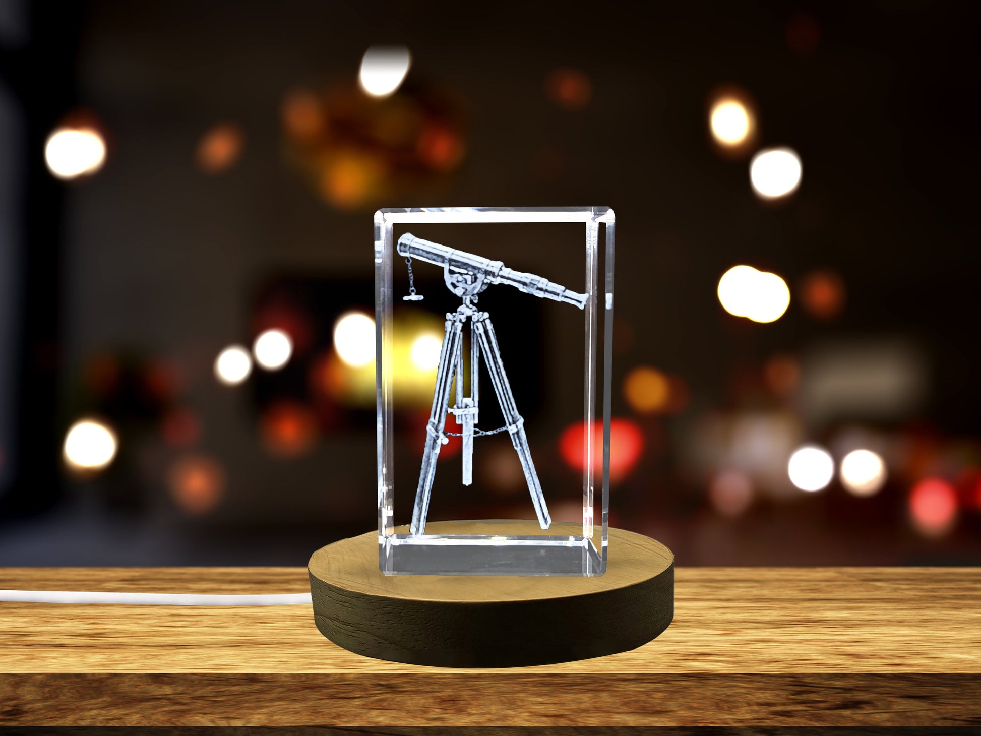 High-Quality Photo Printing & Personalized Gifts - Vintage Refractor Telescope Collectible Crystal Sculpture | FreezePIX