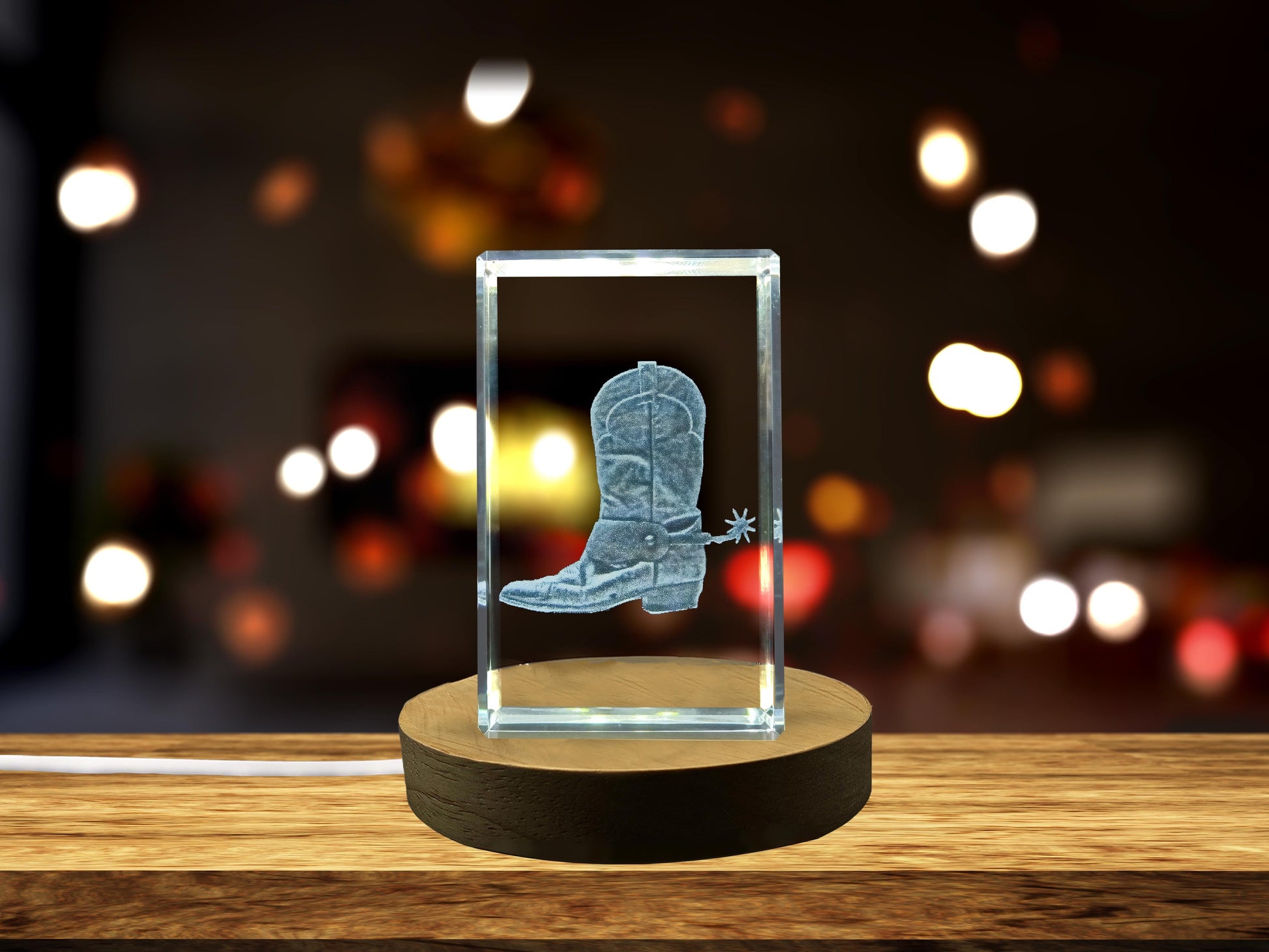High-Quality Photo Printing & Personalized Gifts - Western Style: 3D Engraved Crystal Cowboy Boots | FreezePIX