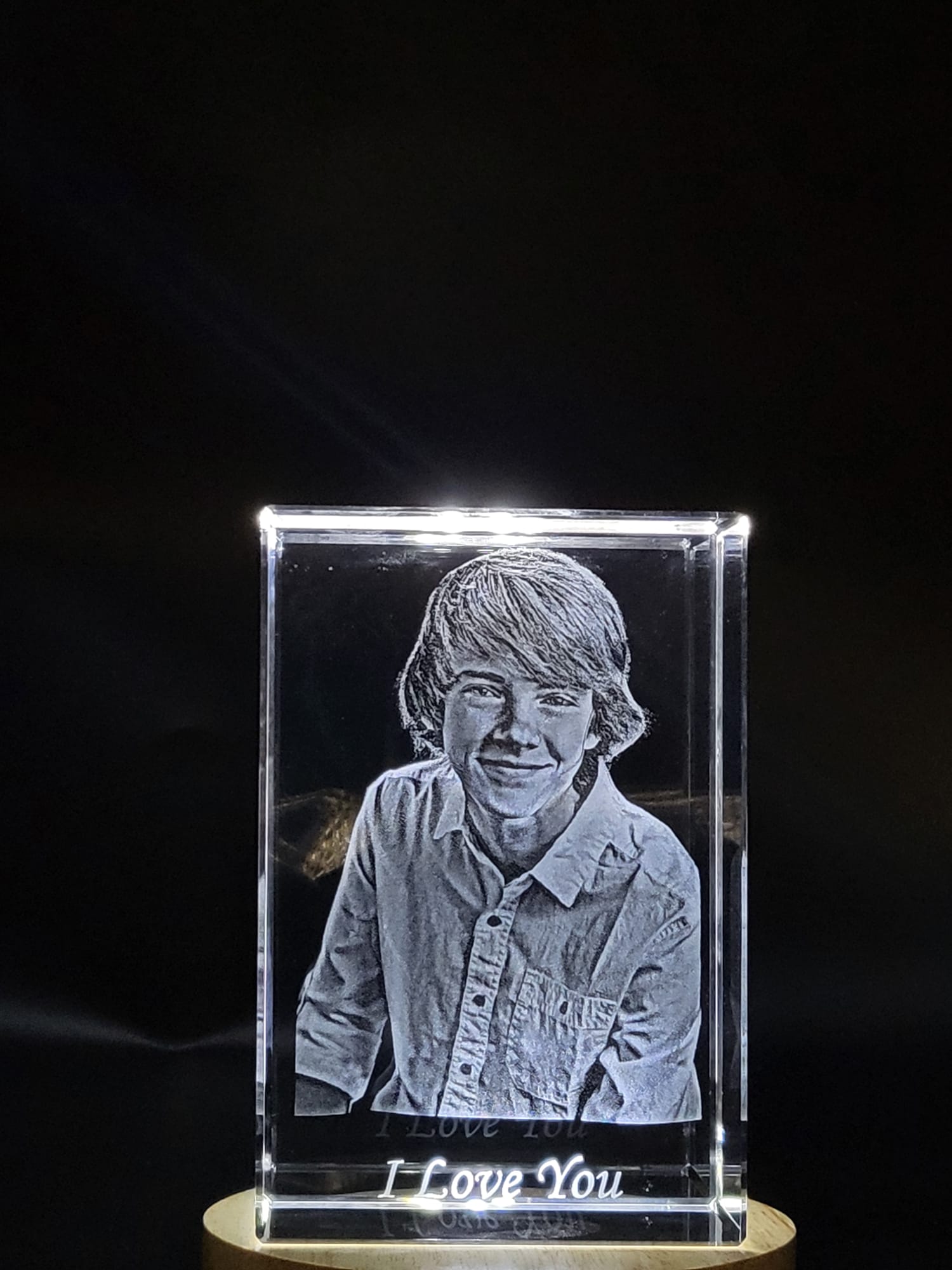 Rectangle Personalized 3D Engraved Crystal - Timeless Photo Gifts Without LED Base