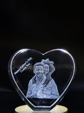 Heart Personalized 3D Engraved Crystal - Timeless Photo Gifts