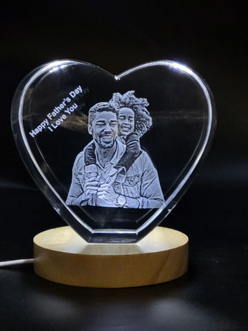 Heart Personalized 3D Engraved Crystal - Timeless Photo Gifts