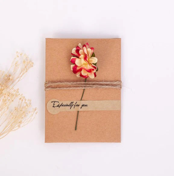 Kraft Greeting Card with Dried Flower