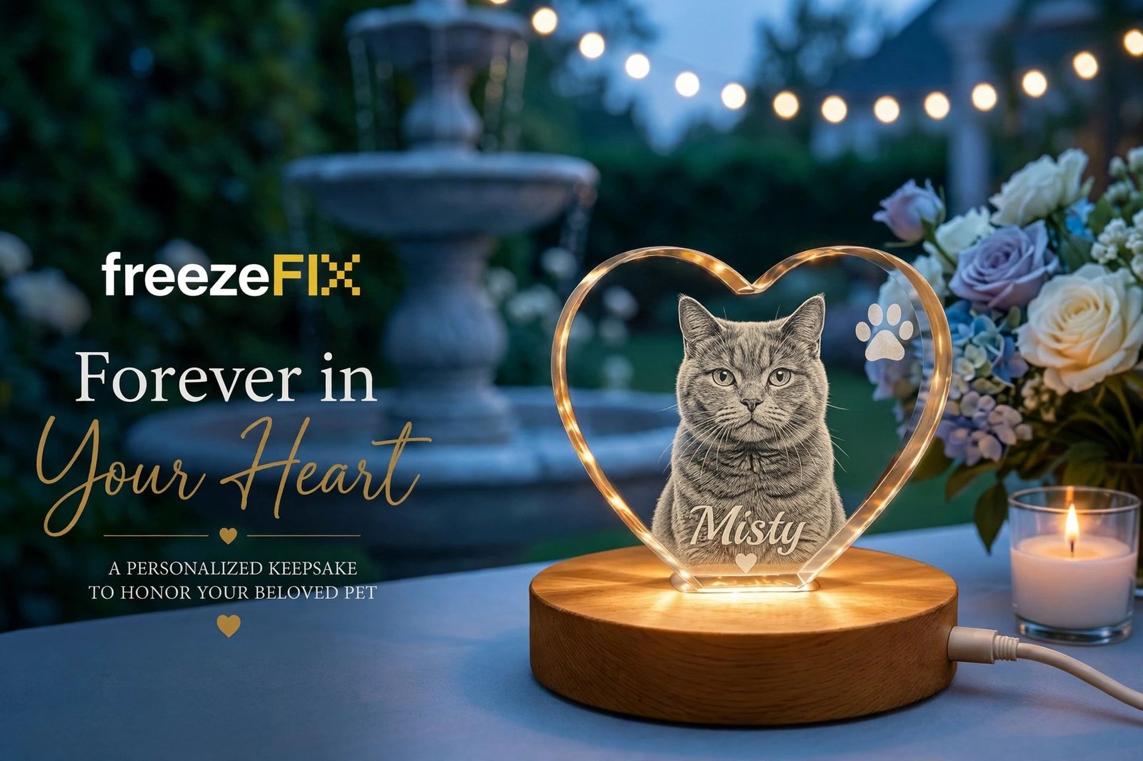 Misty cat heart crystal