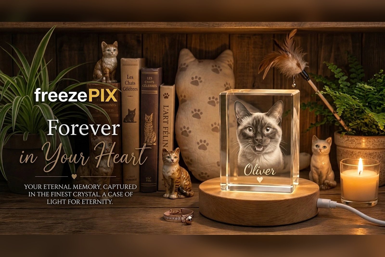 Oliver cat rectangle crystal